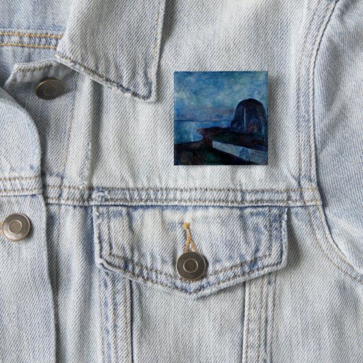 Edvard Munch - Sterrennacht 1893 Vierkante Button 5,1 Cm (In situ)
