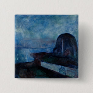 Edvard Munch - Sterrennacht 1893 Vierkante Button 5,1 Cm