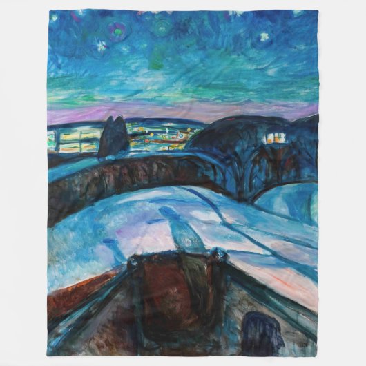 Edvard Munch - Sterrennacht 1922 Fleece Deken (Voorkant)