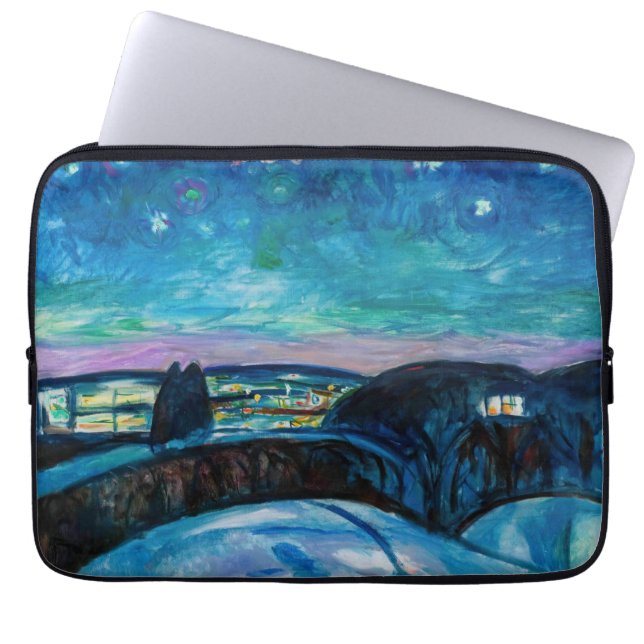 Edvard Munch - Sterrennacht 1922 Laptop Sleeve (Voorkant)
