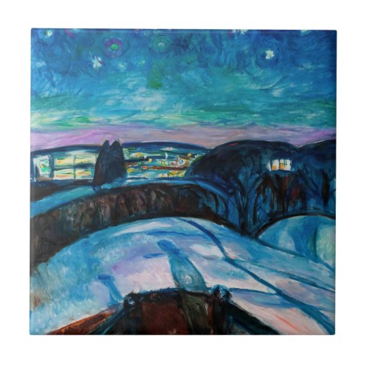 Edvard Munch - Sterrennacht 1922 Tegeltje (Voorkant)