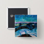 Edvard Munch - Sterrennacht 1922 Vierkante Button 5,1 Cm (Voorkant /achterkant)