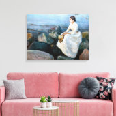 Edvard Munch - Summer Night, Inger on the Beach Canvas Afdruk (Insitu (Woonkamer))