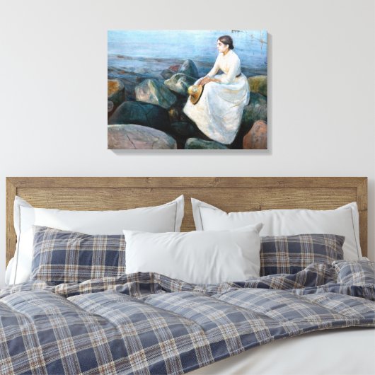 Edvard Munch - Summer Night, Inger on the Beach Canvas Afdruk (Insitu (Slaapkamer))