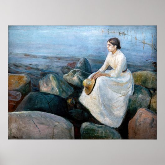 Edvard Munch - Summer Night, Inger on the Beach Poster (Voorkant)