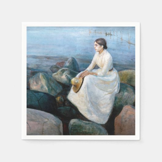 Edvard Munch - Summer Night, Inger on the Beach Servet (Voorkant)