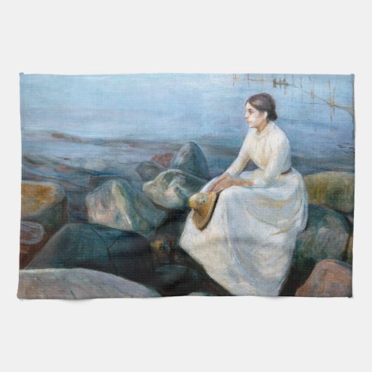 Edvard Munch - Summer Night, Inger on the Beach Theedoek (Horizontaal)