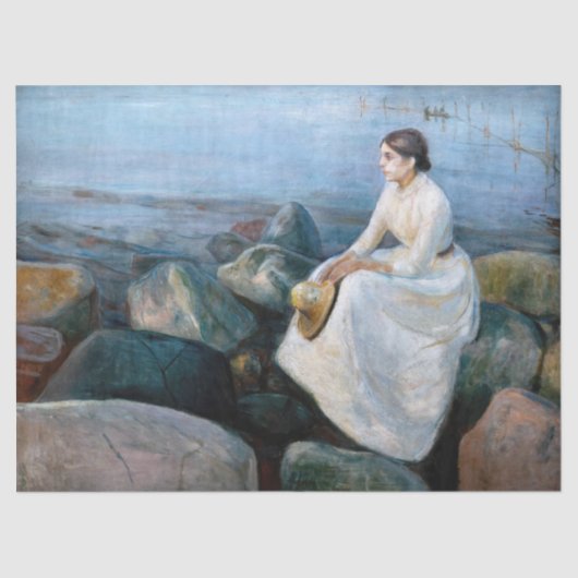 Edvard Munch - Summer Night, Inger on the Beach Tissuepapier (Voorkant)