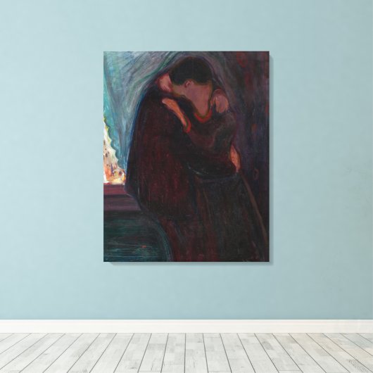Edvard Munch - The Kiss Canvas Afdruk (Insitu (Houten vloer))