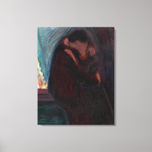 Edvard Munch - The Kiss Canvas Afdruk