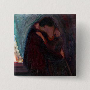 Edvard Munch - The Kiss Vierkante Button 5,1 Cm