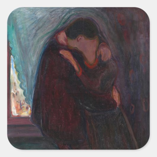 Edvard Munch - The Kiss Vierkante Sticker (Voorkant)