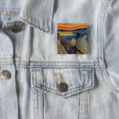 Edvard Munch - The Scream 1893 Vierkante Button 5,1 Cm (In situ)