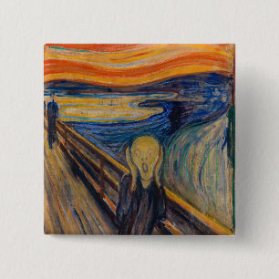 Edvard Munch - The Scream 1893 Vierkante Button 5,1 Cm