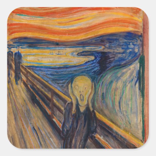 Edvard Munch - The Scream 1893 Vierkante Sticker (Voorkant)