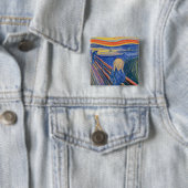 Edvard Munch - The Scream 1895 Vierkante Button 5,1 Cm (In situ)