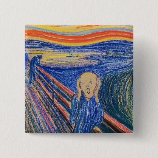 Edvard Munch - The Scream 1895 Vierkante Button 5,1 Cm (Voorkant)