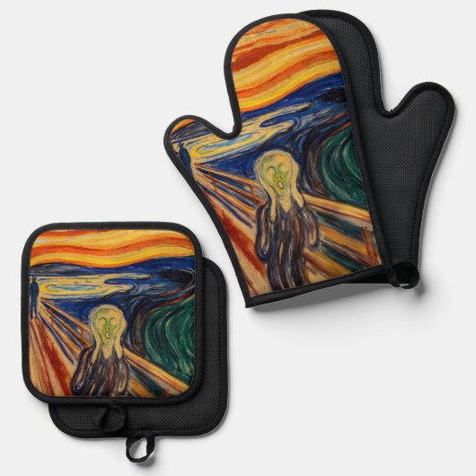 Edvard Munch - The Scream 1910 Ovenwant & Pannenlap Set (Voorkant / Achterkant)