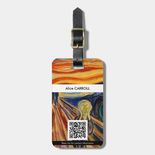 Edvard Munch - The Scream 1910 - QR Code Bagagelabel (Voorkant verticaal)