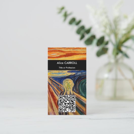 Edvard Munch - The Scream 1910 - QR Code Visitekaartje (Staand voorkant)