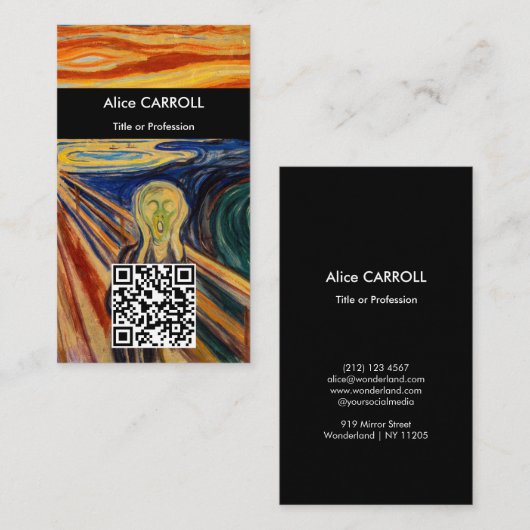 Edvard Munch - The Scream 1910 - QR Code Visitekaartje (Voorkant / Achterkant)