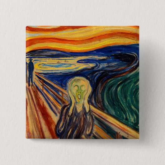 Edvard Munch - The Scream 1910 Vierkante Button 5,1 Cm (Voorkant)