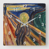 Edvard Munch - The Scream 1910 Vierkante Klok (Voorkant)