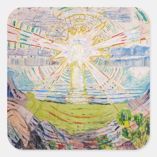 Edvard Munch - The Sun 1910 Vierkante Sticker (Voorkant)