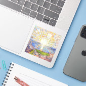 Edvard Munch - The Sun 1911 Sticker (Laptop met iPhone)