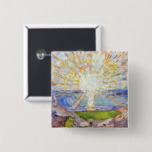 Edvard Munch - The Sun 1911 Vierkante Button 5,1 Cm (Voorkant /achterkant)