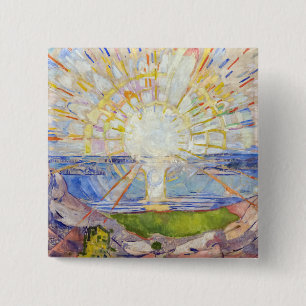 Edvard Munch - The Sun 1911 Vierkante Button 5,1 Cm