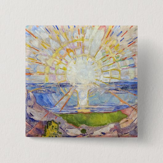 Edvard Munch - The Sun 1911 Vierkante Button 5,1 Cm (Voorkant)