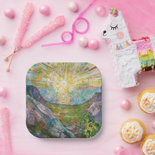 Edvard Munch - The Sun 1916 Papieren Bordje (Feest)