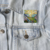Edvard Munch - The Sun 1916 Vierkante Button 5,1 Cm (In situ)