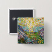 Edvard Munch - The Sun 1916 Vierkante Button 5,1 Cm (Voorkant /achterkant)