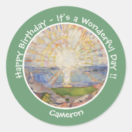 Edvard Munch The Sun (Solen) - Zonsopgang Feestart Ronde Sticker