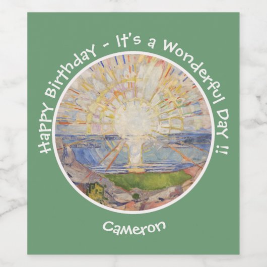 Edvard Munch The Sun (Solen) - Zonsopgang Feestart Wijn Etiket (Enkel label)