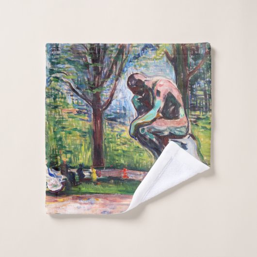 Edvard Munch - The Thinker by Rodin Bad Handdoek (Wasdoekje)