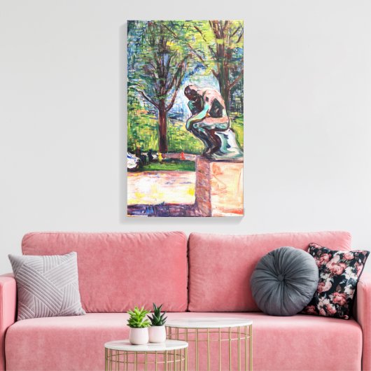 Edvard Munch - The Thinker by Rodin Canvas Afdruk (Insitu (Woonkamer))