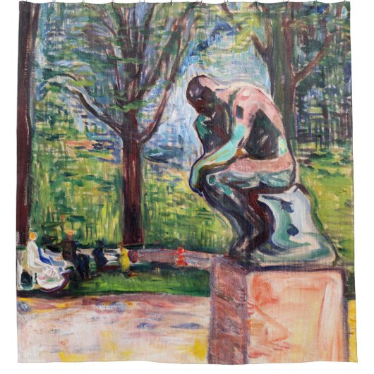 Edvard Munch - The Thinker by Rodin Douchegordijn (Voorkant)