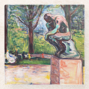 Edvard Munch - The Thinker by Rodin Glazen Onderzetter