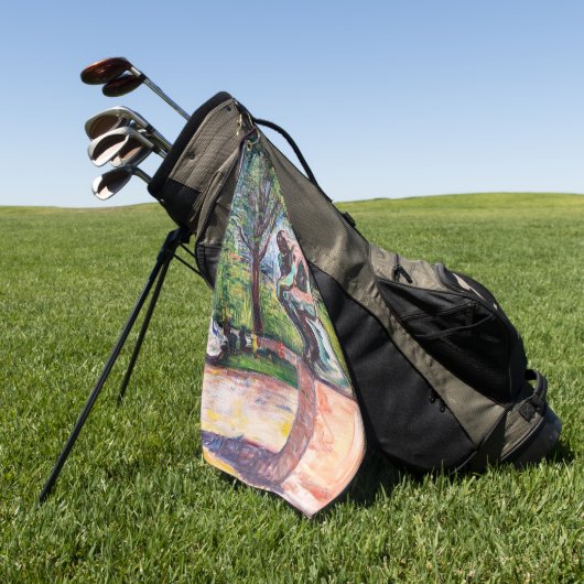 Edvard Munch - The Thinker by Rodin Golfhanddoek (Groen)