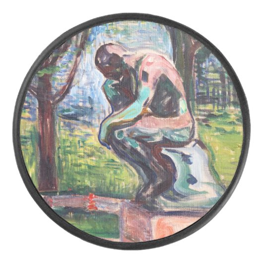 Edvard Munch - The Thinker by Rodin Hockey Puck (Voorkant)