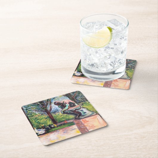 Edvard Munch - The Thinker by Rodin Kartonnen Onderzetters (Insitu)