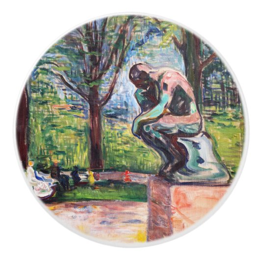 Edvard Munch - The Thinker by Rodin Keramische Knop (Voorkant)