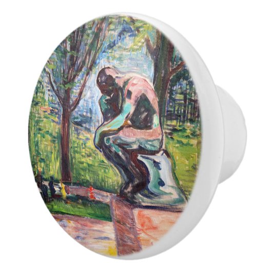Edvard Munch - The Thinker by Rodin Keramische Knop (Rechts)