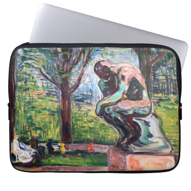 Edvard Munch - The Thinker by Rodin Laptop Sleeve (Voorkant)