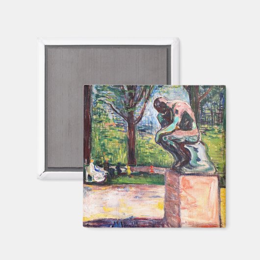 Edvard Munch - The Thinker by Rodin Magneet (Voorkant / Achterkant)