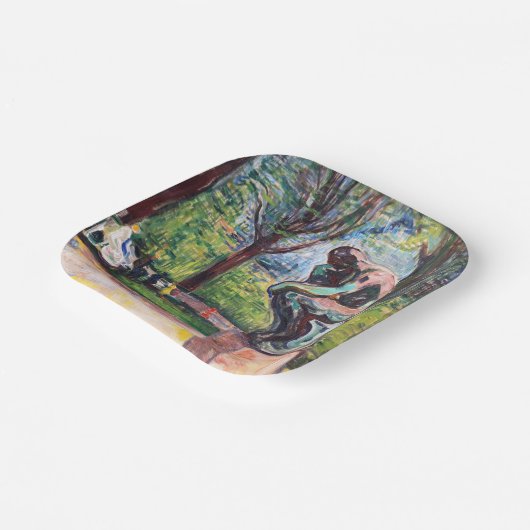 Edvard Munch - The Thinker by Rodin Papieren Bordje (Gebogen)