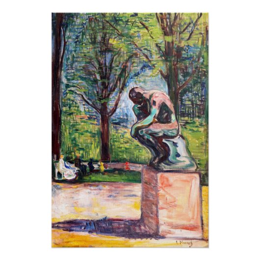 Edvard Munch - The Thinker by Rodin Perfect Poster (Voorkant)